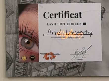 Certificat Lash Lift Coréen — Ariel Lavanchy